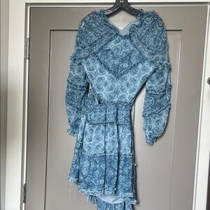 Blue Patterned Mini Dress